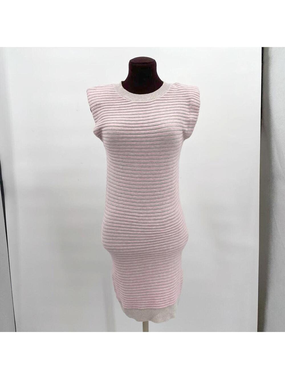 Women's Wayf Striped Cotton Knit Orchid Pink Beige Dress XS